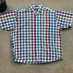 Van Heusen 417 Vintage 90s Multicolor Button Front Shirt Cotton Men's Size XL